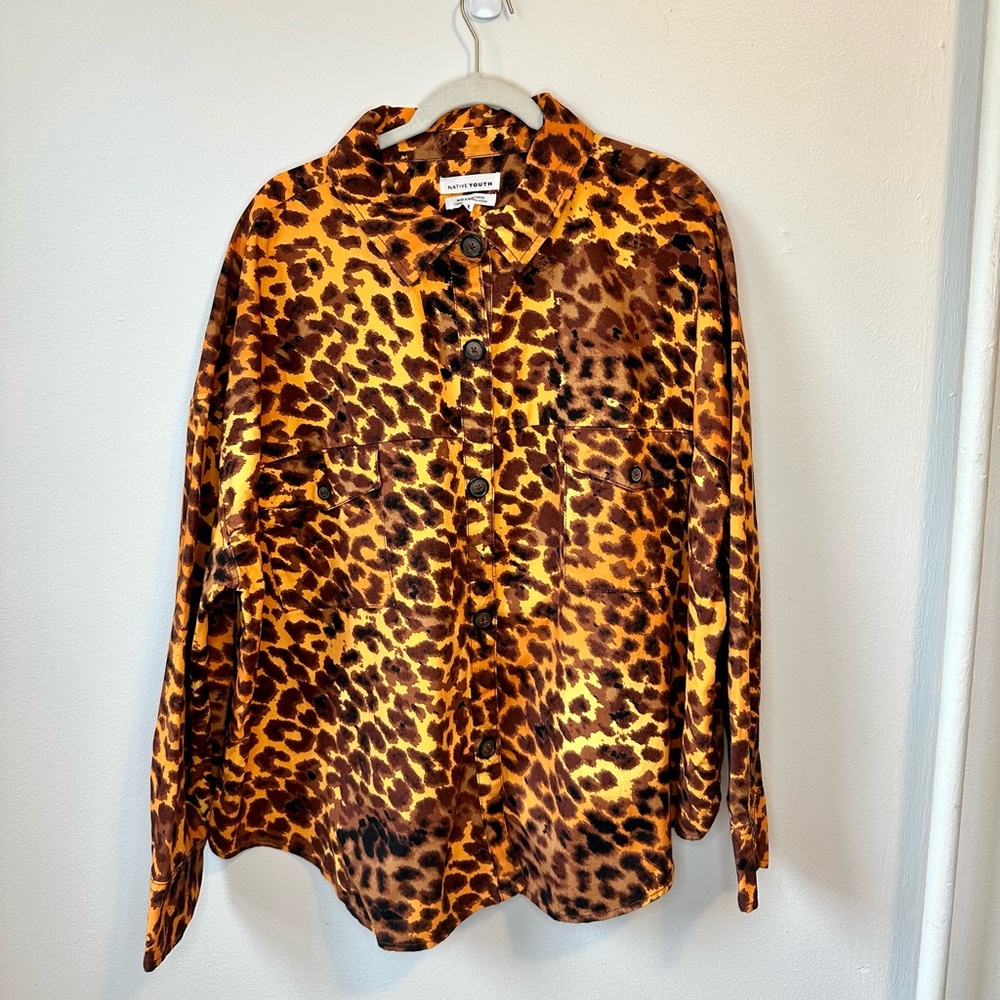 Native youth asos button up thick fabric leopard print outer layer 24